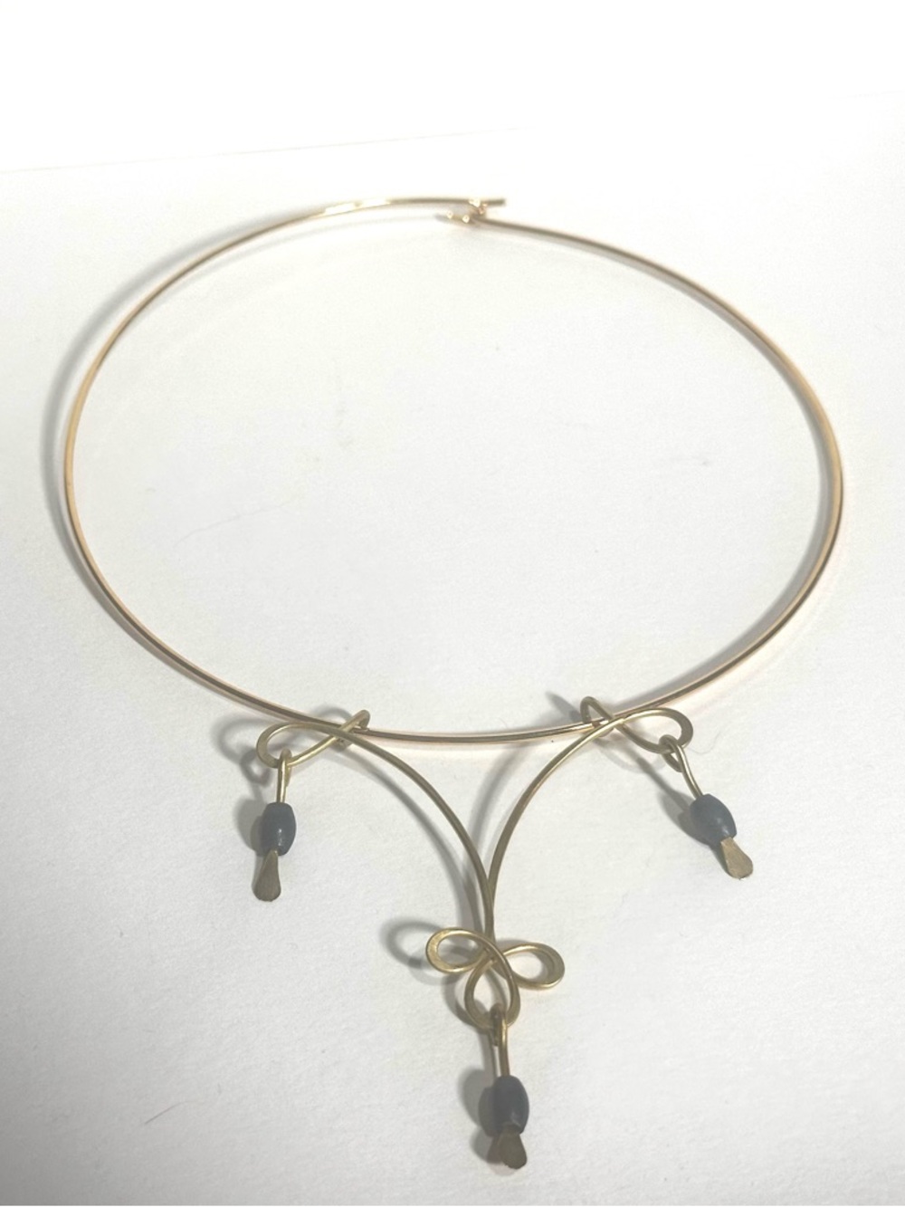 Elven Fairycore Collar Choker Necklace Gold Tone Blue Accent Beads Boho